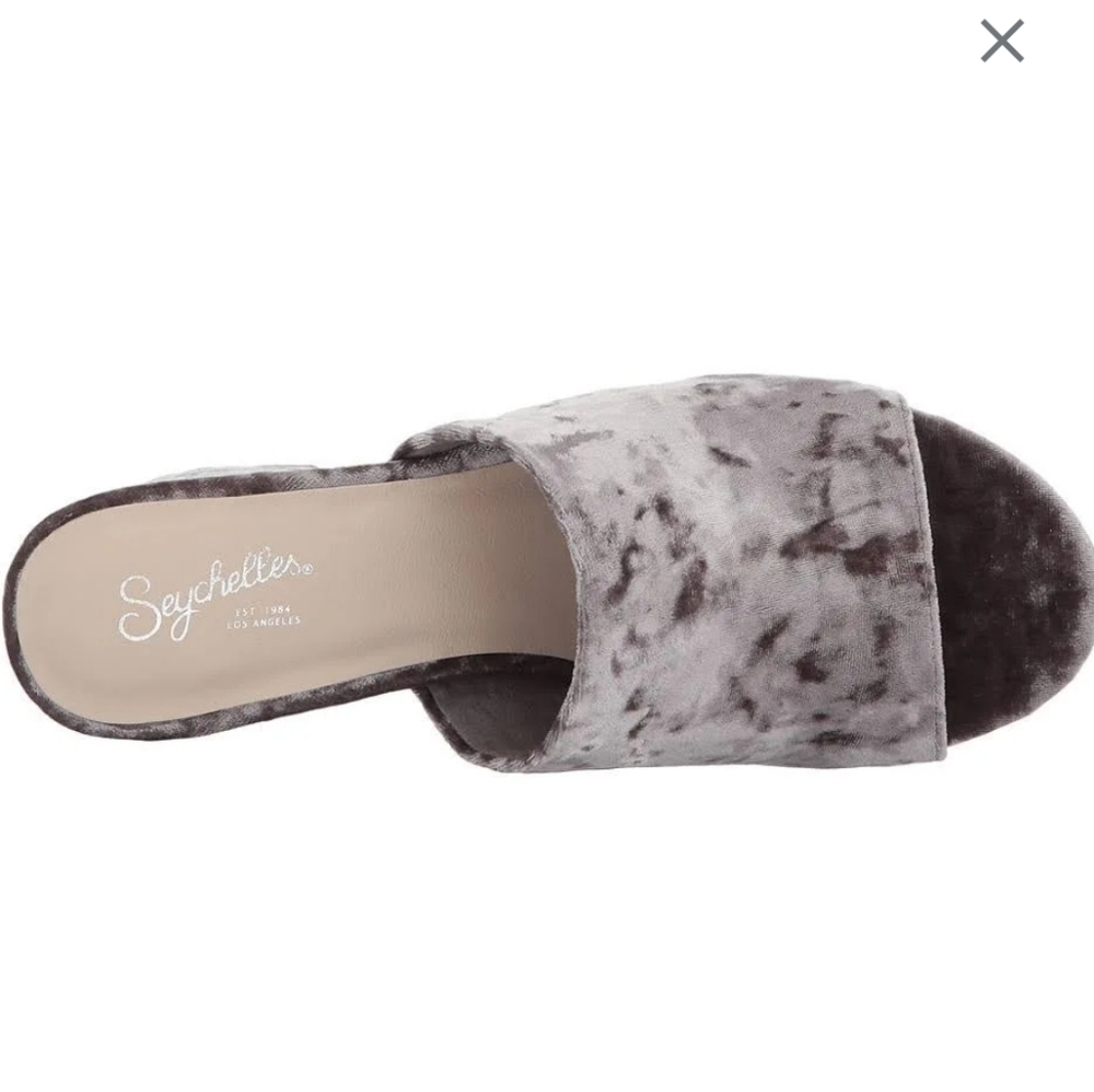 Seychelles Velvet Commute Block Heel Sandal Mules Grey Slip In Round Toe - Picture 6 of 17